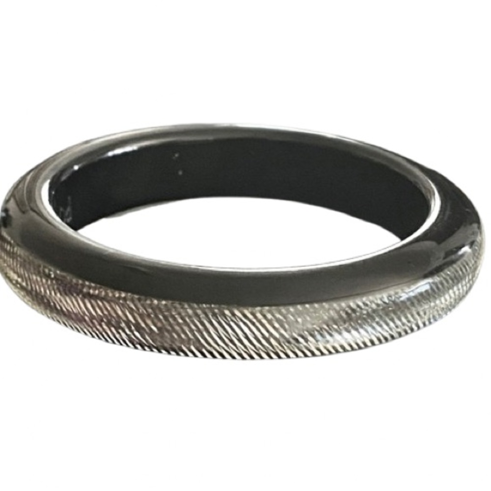 Pono by Joan Goodman Black & Silver Bangle Bracelet Signed